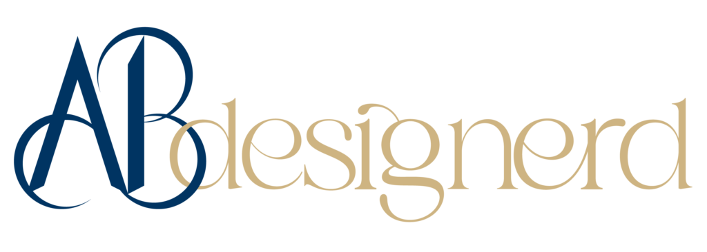 ABdesignerd navy and gold logo