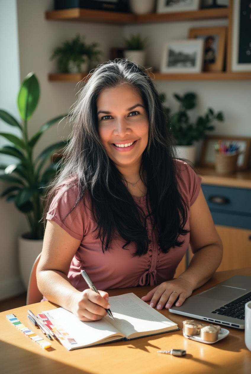 AI generated image of April Bordeaux on motorcycle