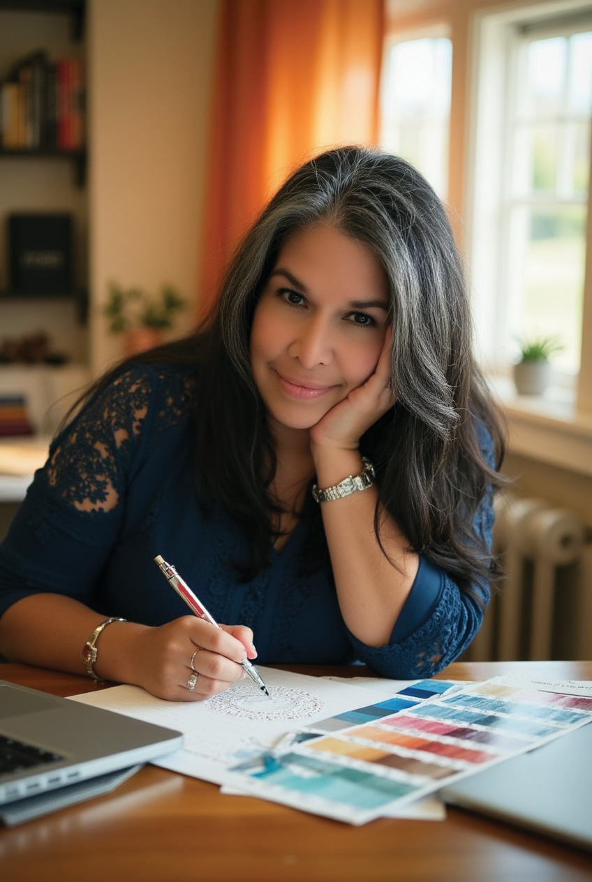 AI generated image of April Bordeaux on motorcycle